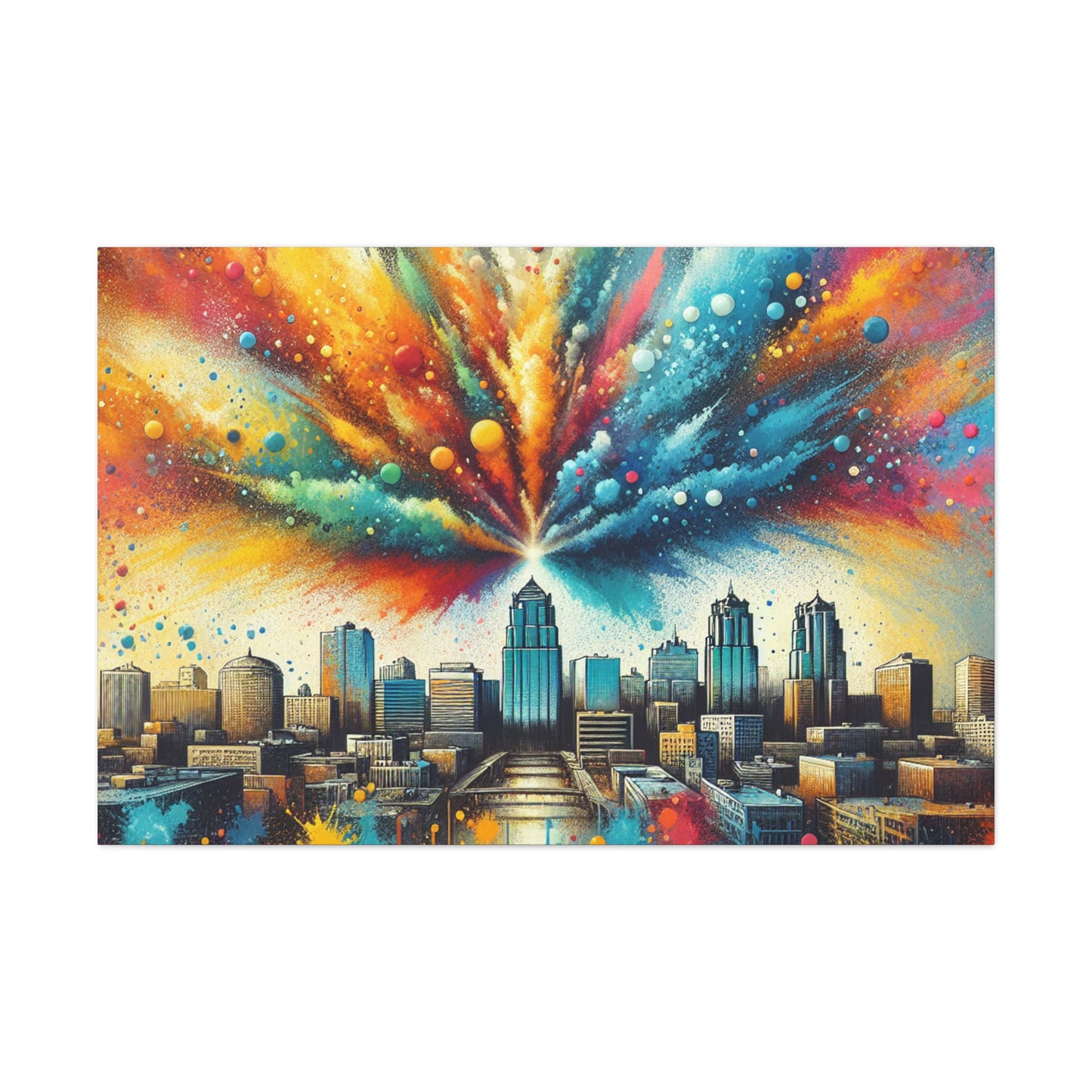 "Cityscape Echoes Embrace" - Canvas