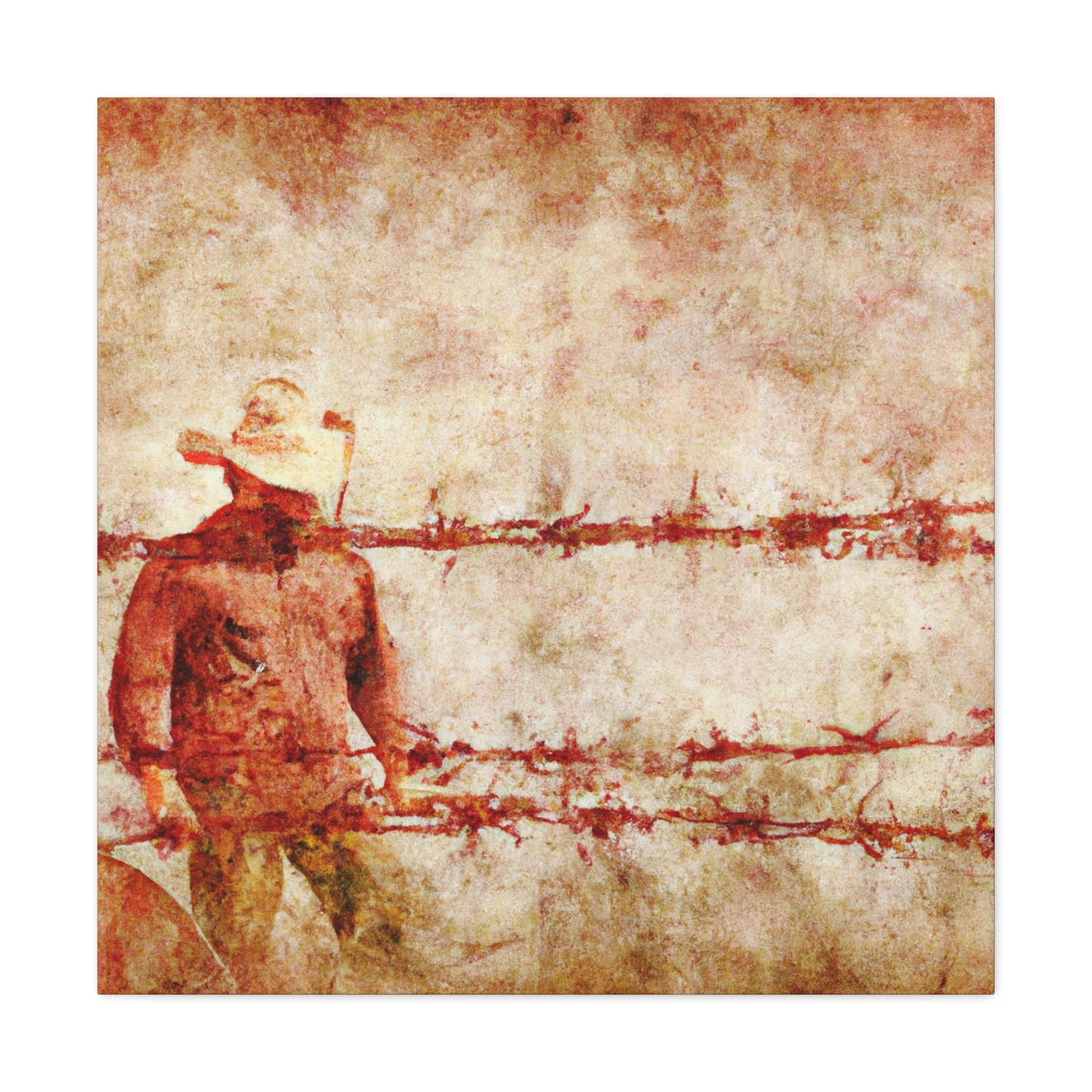 "Barbed Wire Stillness". - Canvas