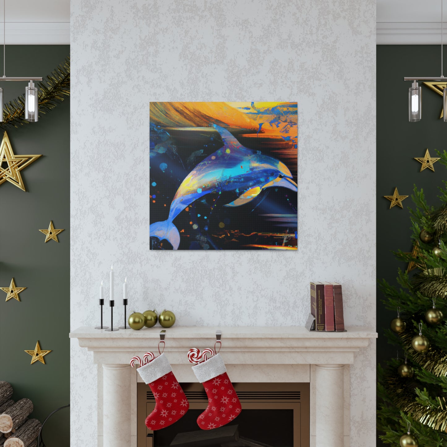 Dolphin Swim Seascape - Canvas