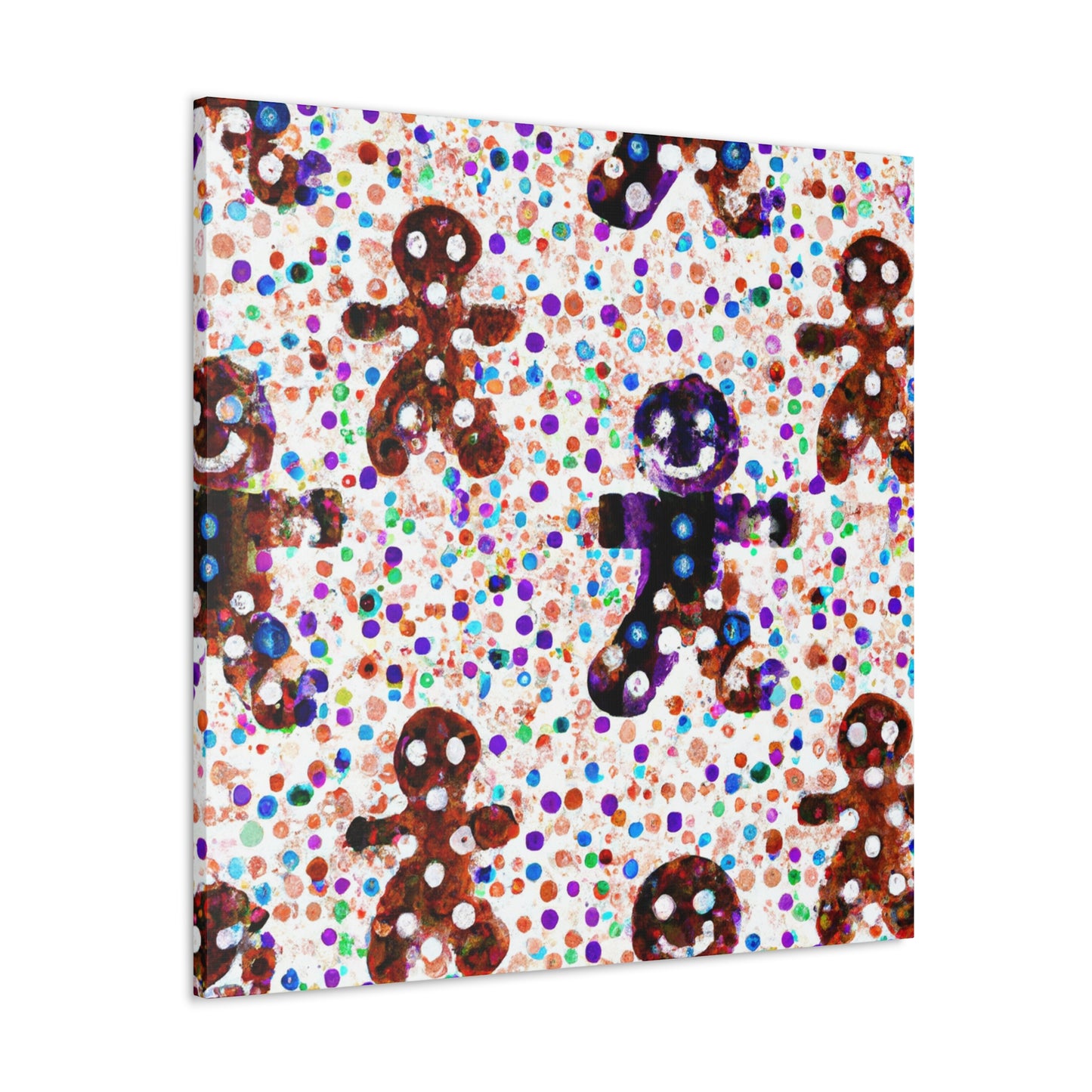 Gingerbread Man Pointillism - Canvas