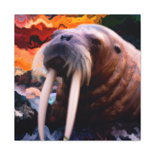 Walrus at Sunset Field - Canvas