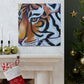 The Bengal tiger has become an iconic symbol of style and elegance in the Art Deco era of the 1920s. Its beautiful orange and black stripes, strong features, and fierce demeanor would all work to create a powerful and stylish motif. This could - Canvas