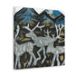 "Deer in Moonlight Scene" - Canvas