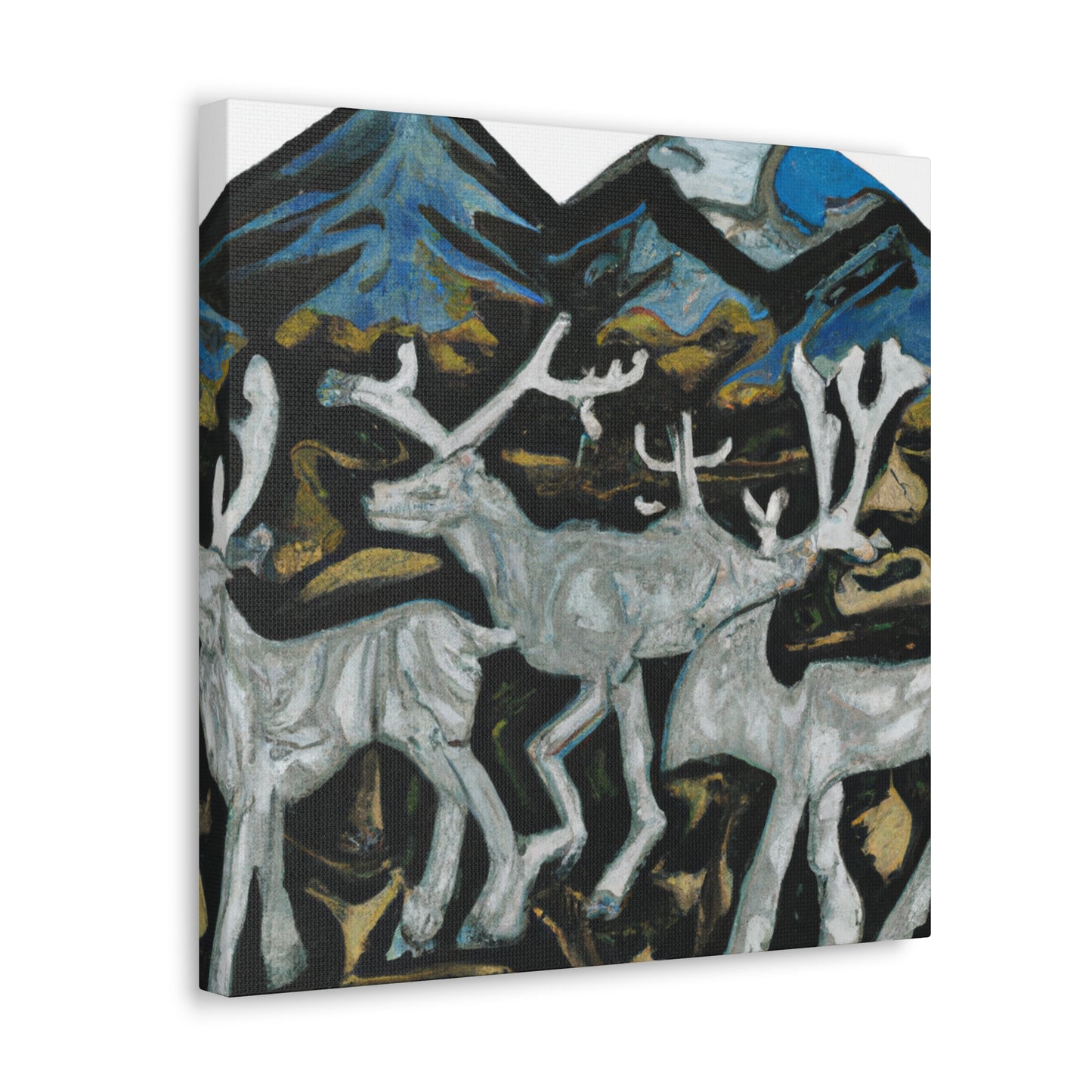 "Deer in Moonlight Scene" - Canvas