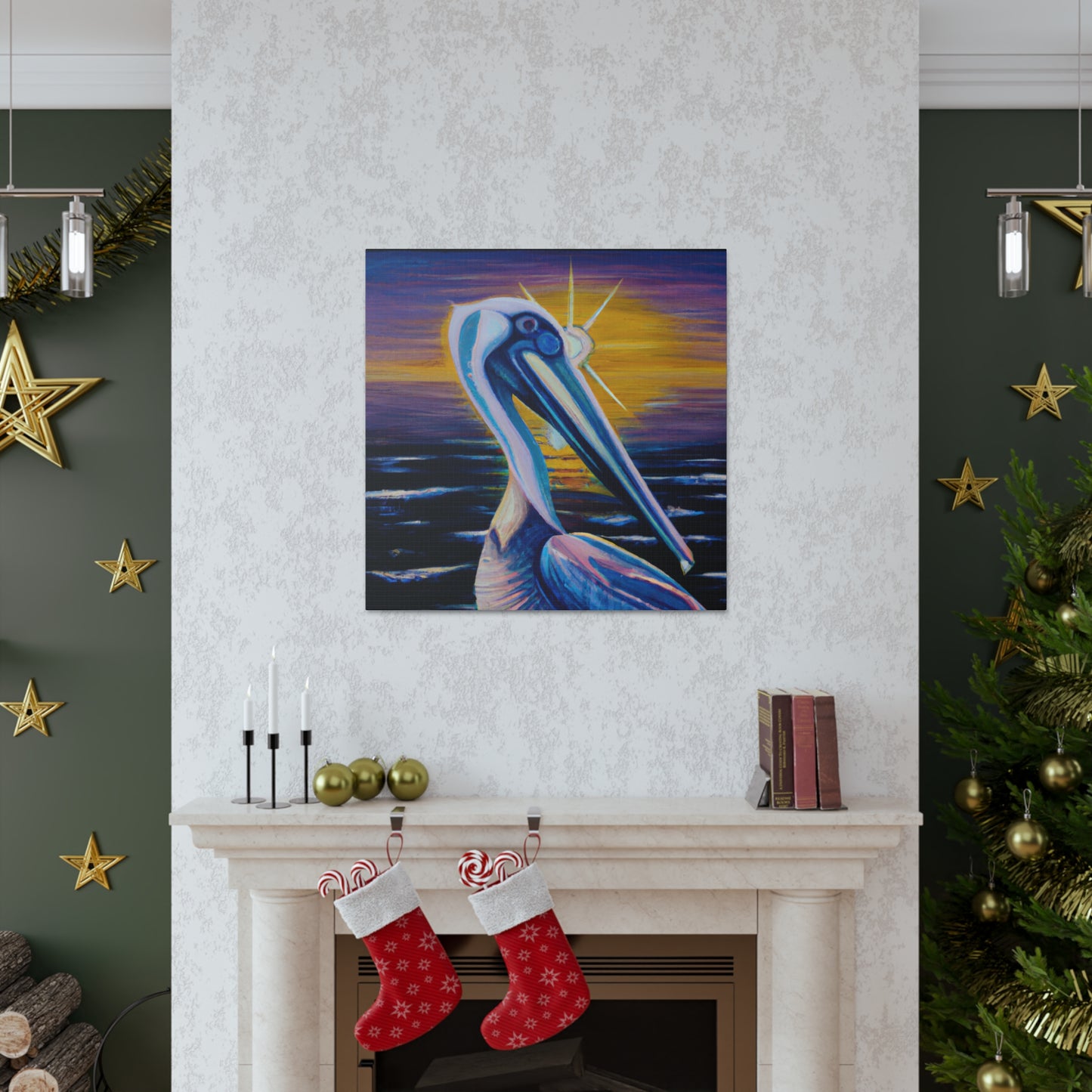 "Pelican in Flight Deko" - Canvas