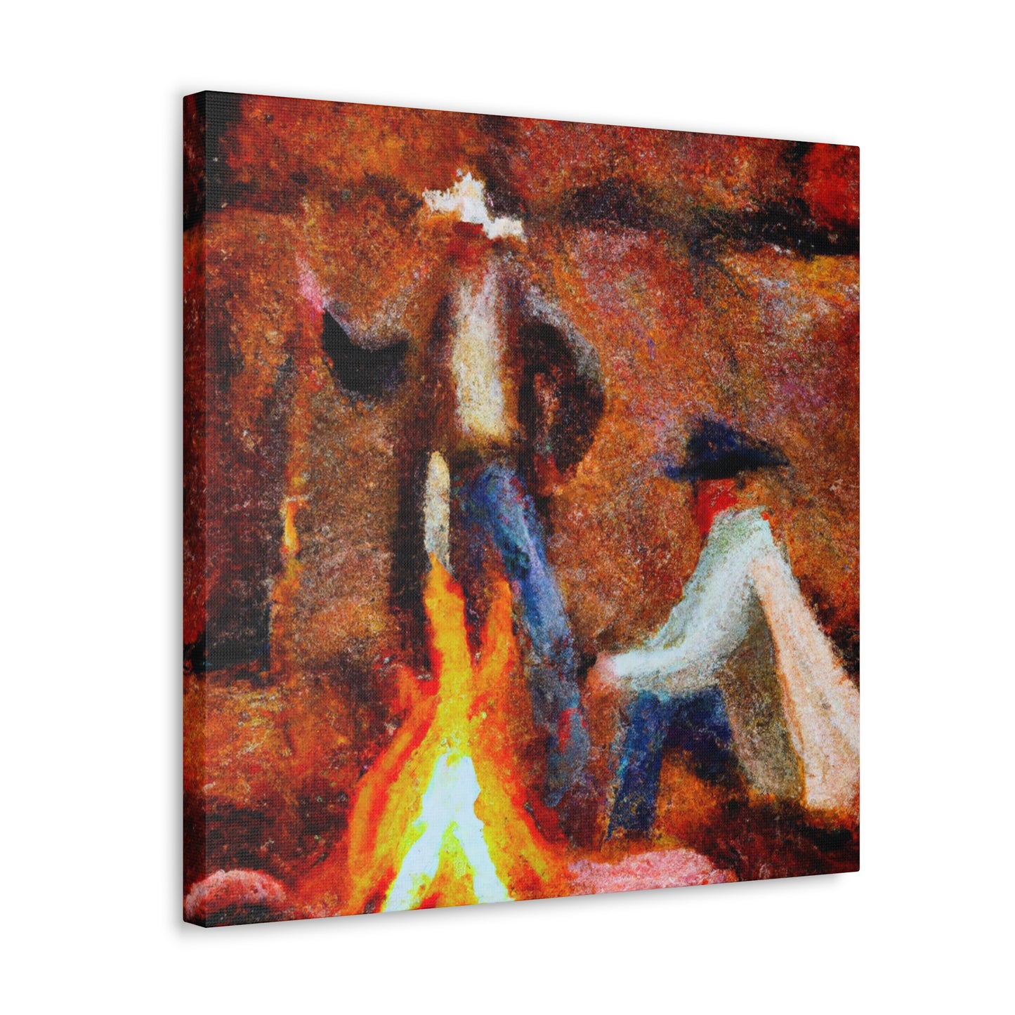 "Campfire Night Impressionism" - Canvas