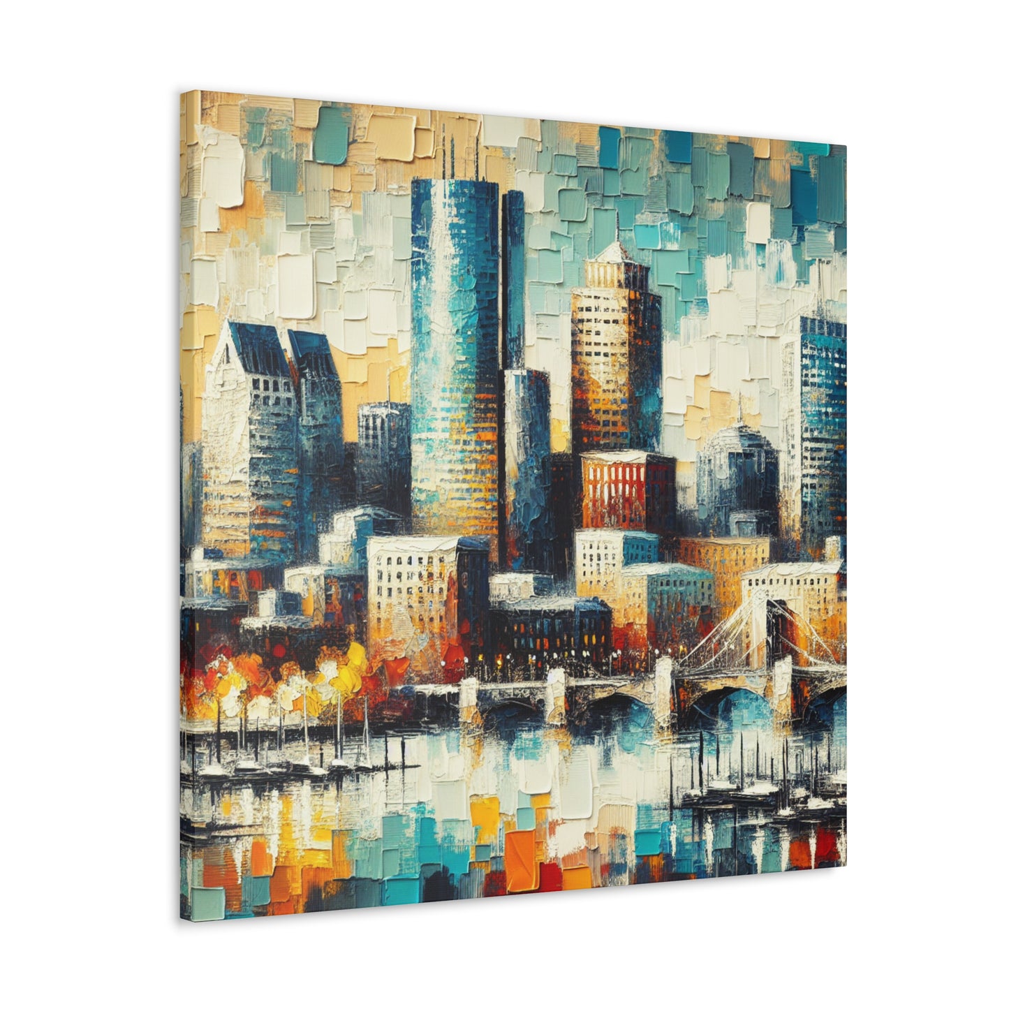 Urban Symphony in Blue - Canvas