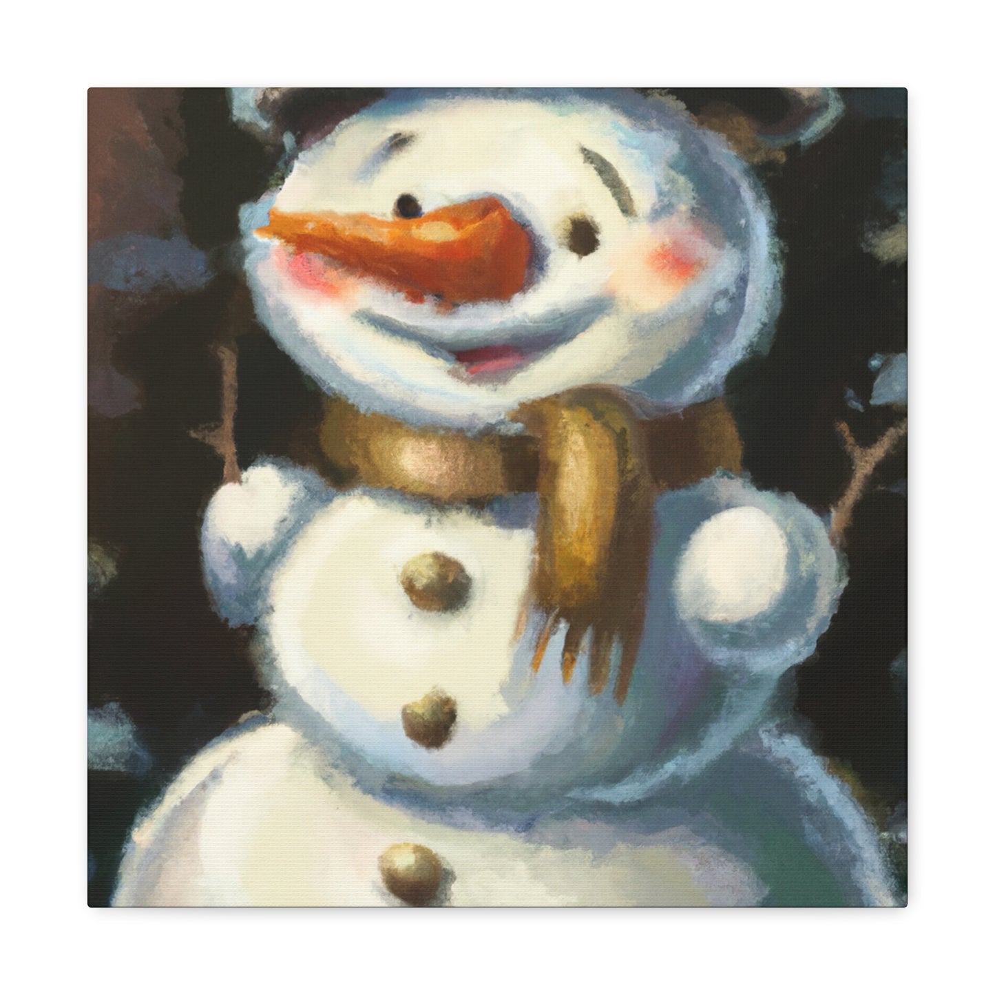 "A Winter Snowman Smile" - Canvas