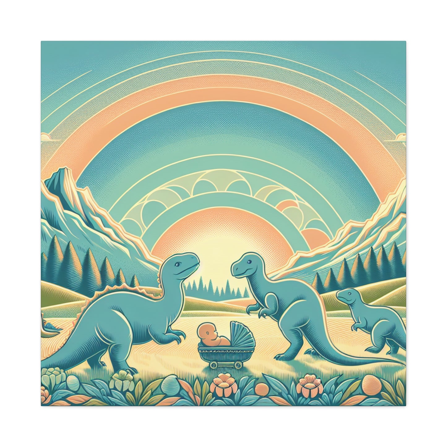 Pastel Prehistoric Paradise - Canvas