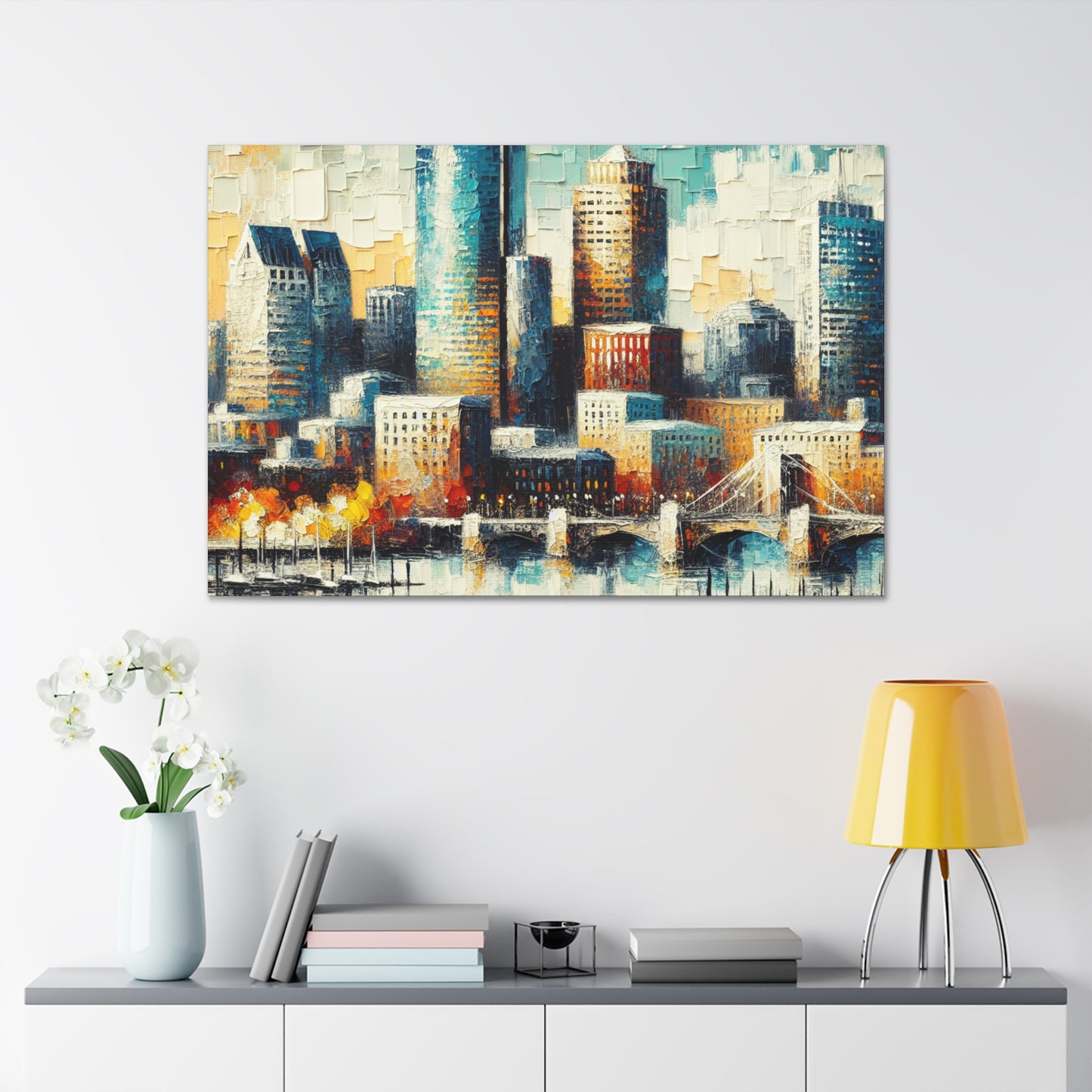 Urban Symphony in Blue - Canvas