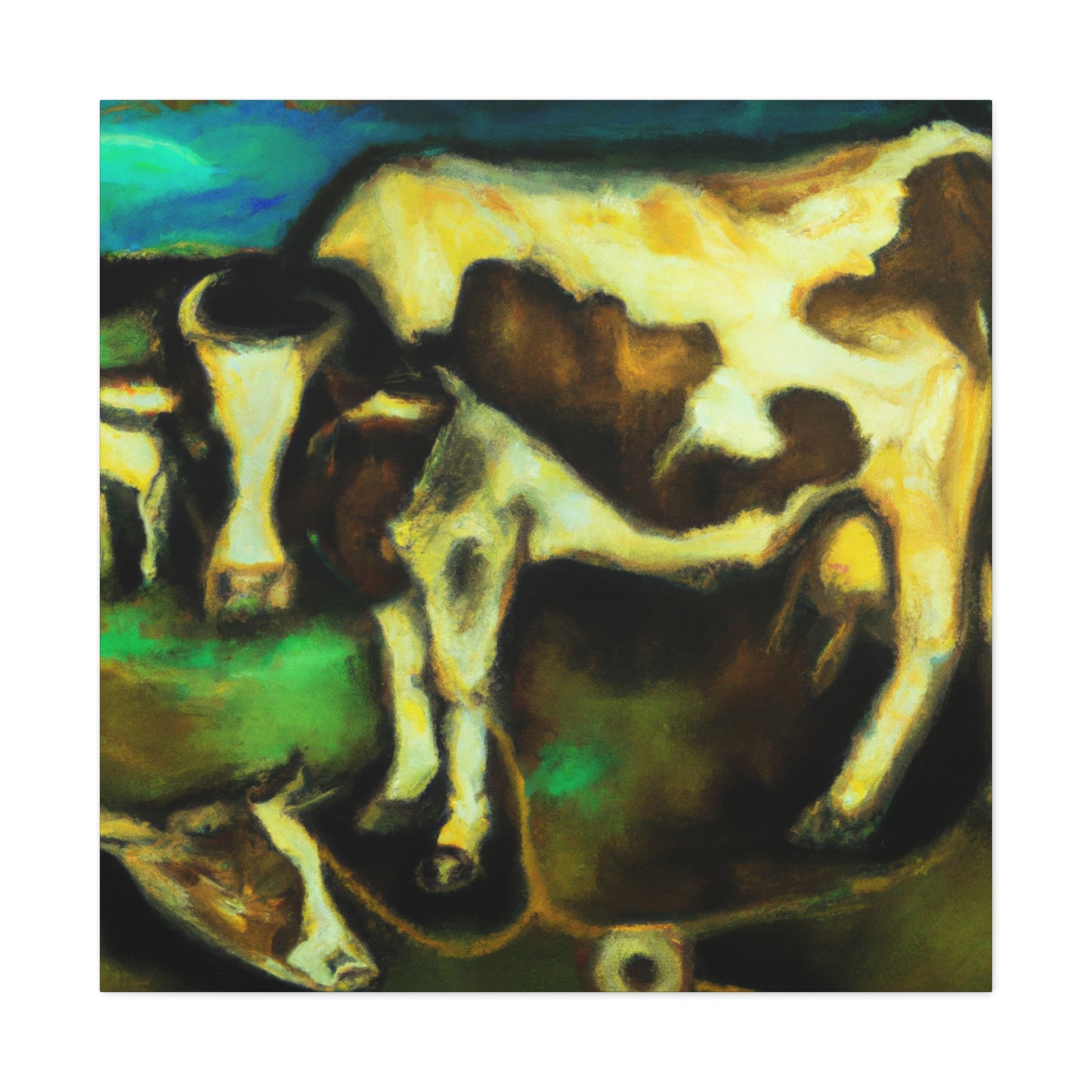 Cow in Cosmic Sky - Canvas