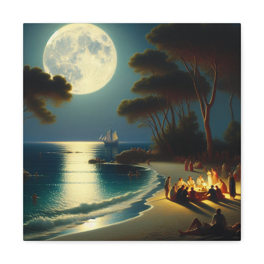 "Lunar Revelry by Sea" - Canvas