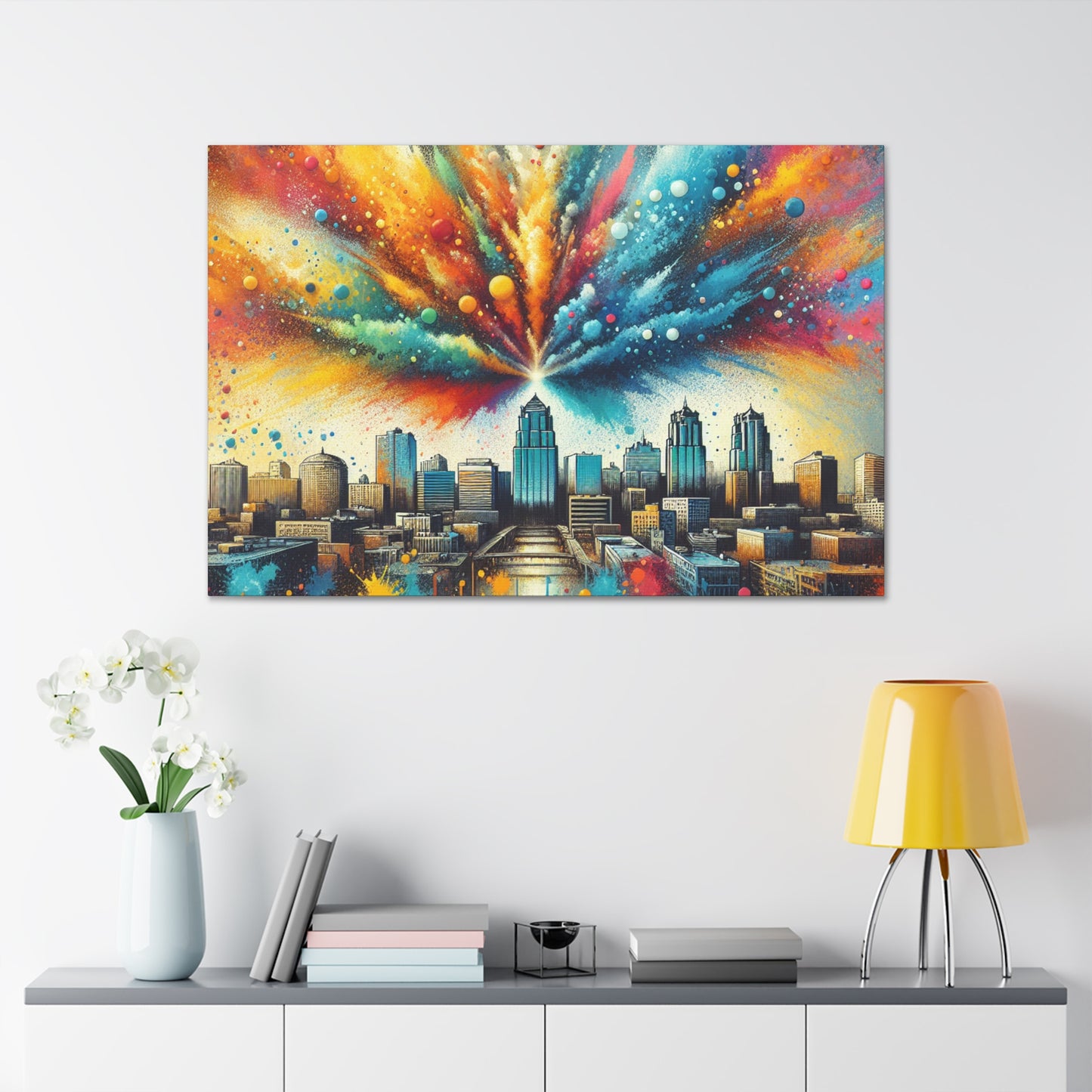 "Cityscape Echoes Embrace" - Canvas