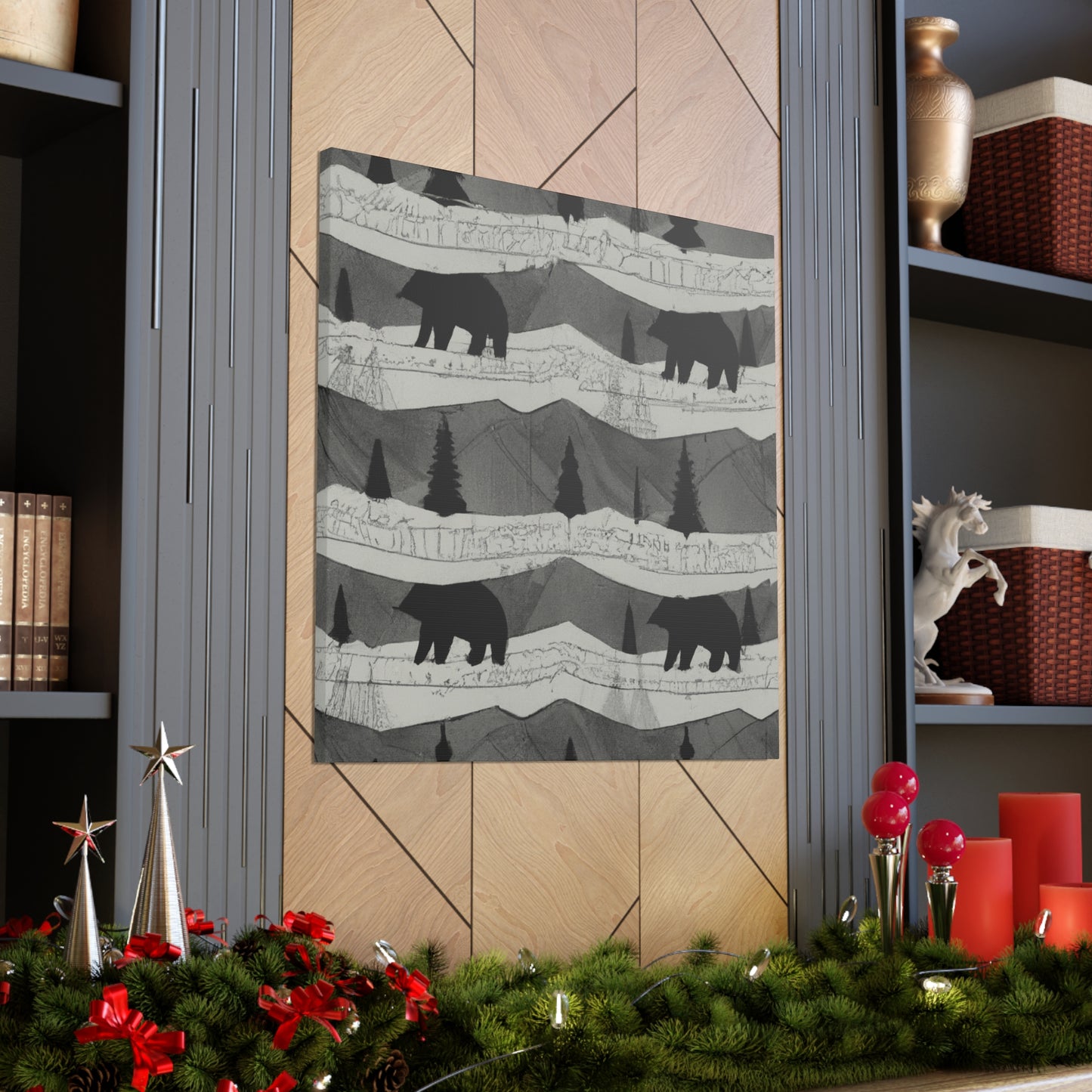 "Black Bear in Deco" - Canvas