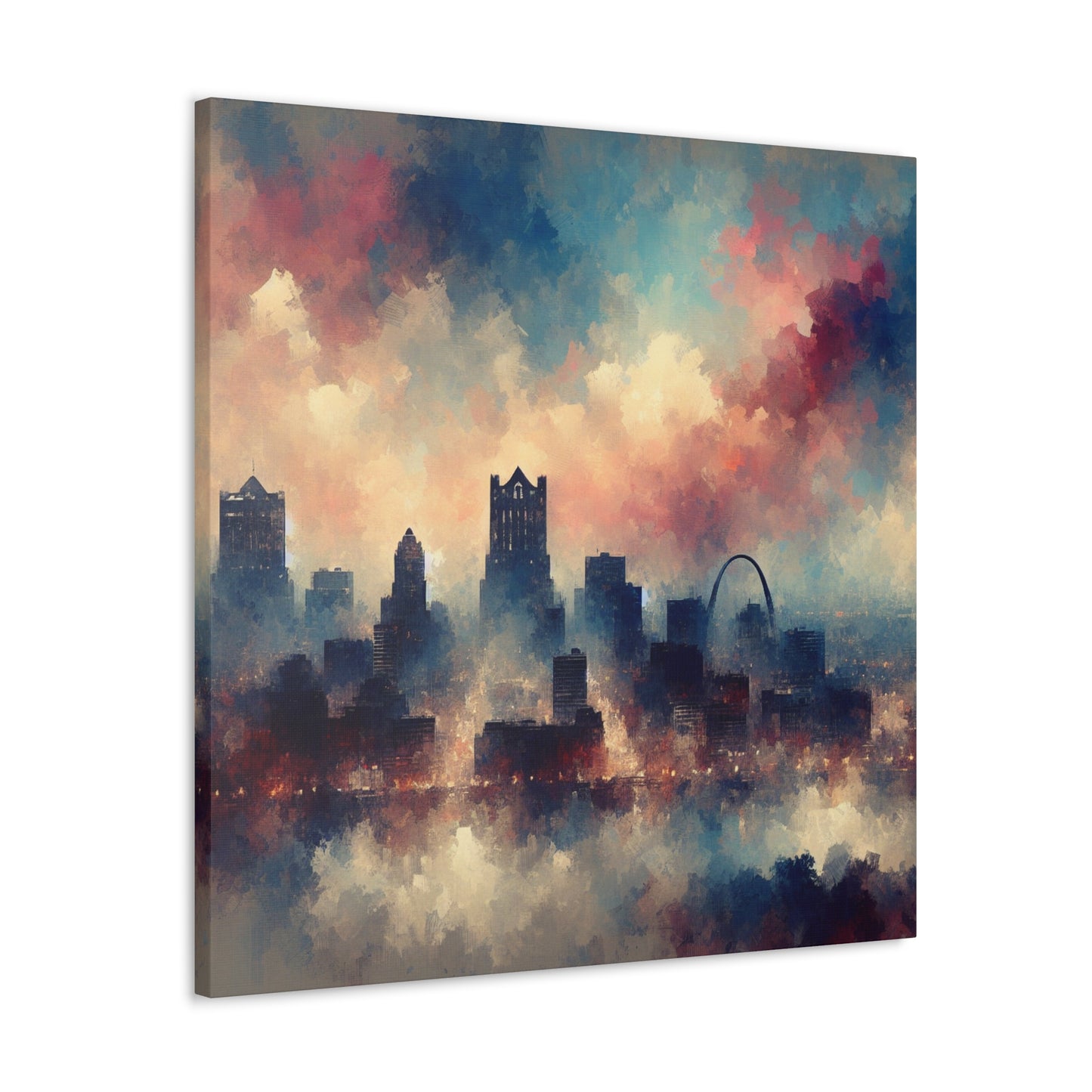 "River's Embracing Urban Rhythm" - Canvas