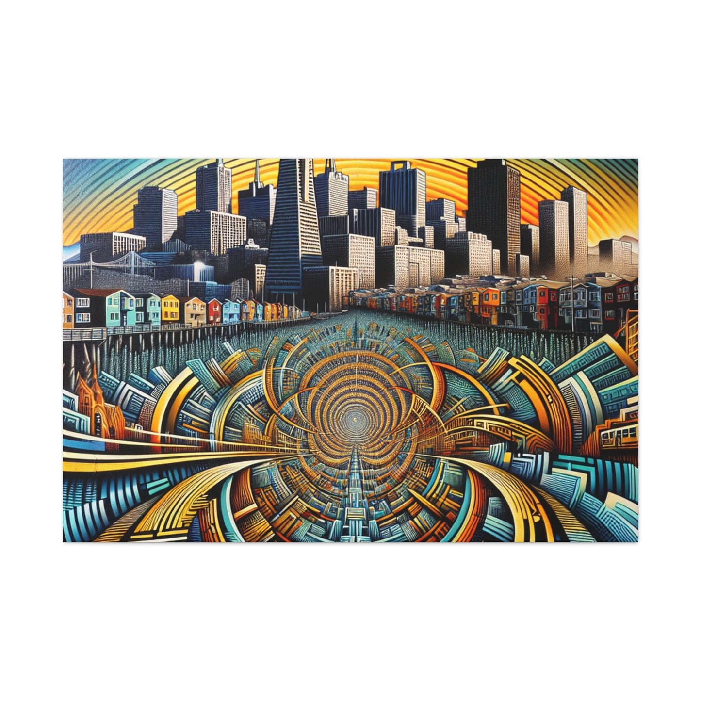 Golden City Silhouette - Canvas