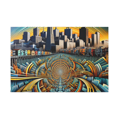 Golden City Silhouette - Canvas