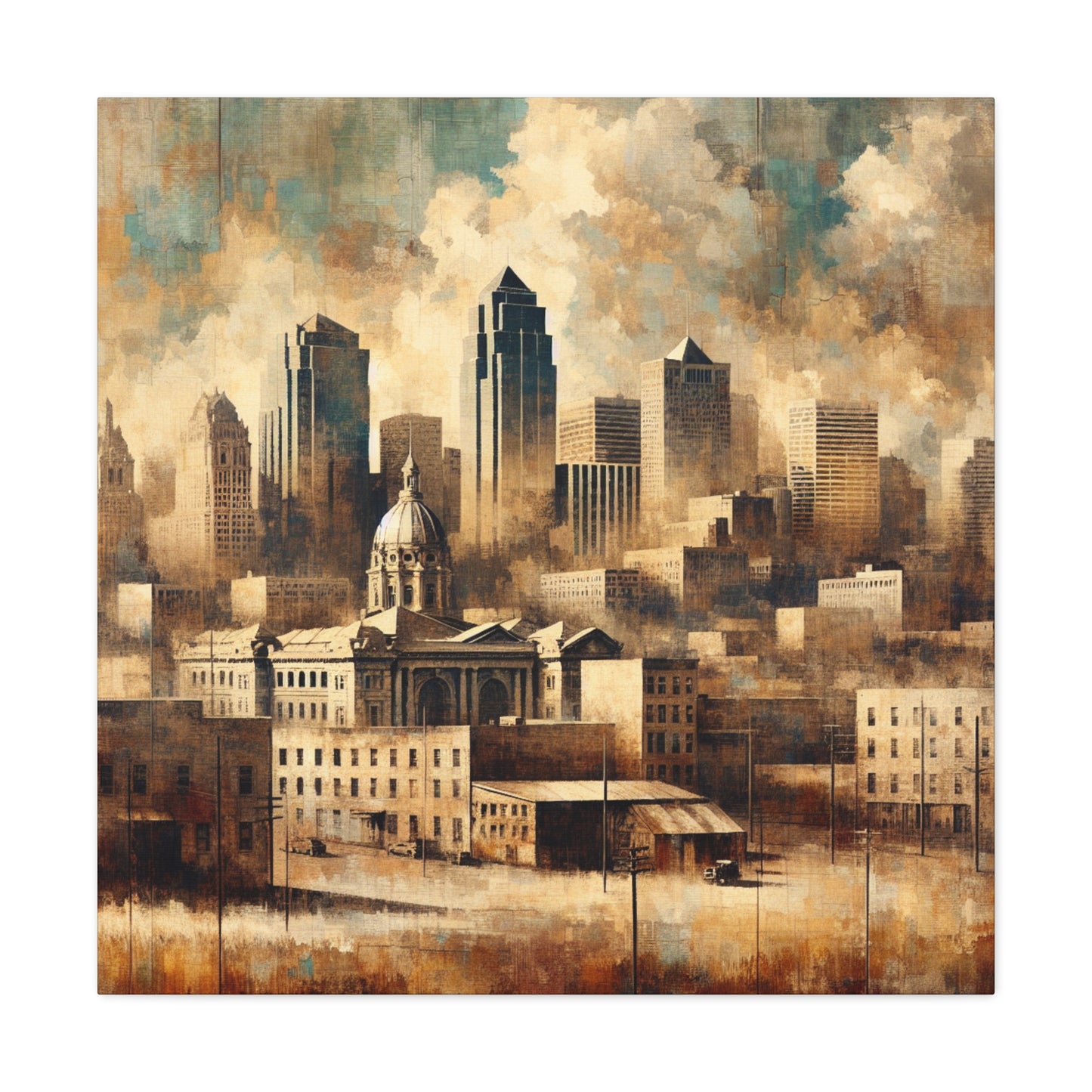 "Cityscape Spectrum Kansas" - Canvas