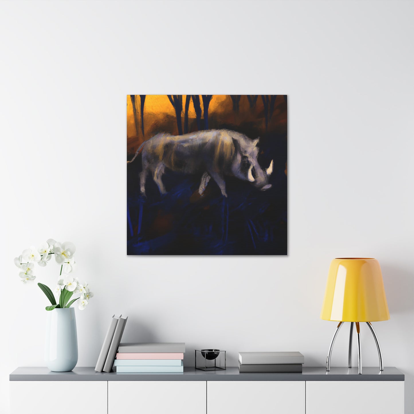 "Warthog in Moonlight" - Canvas