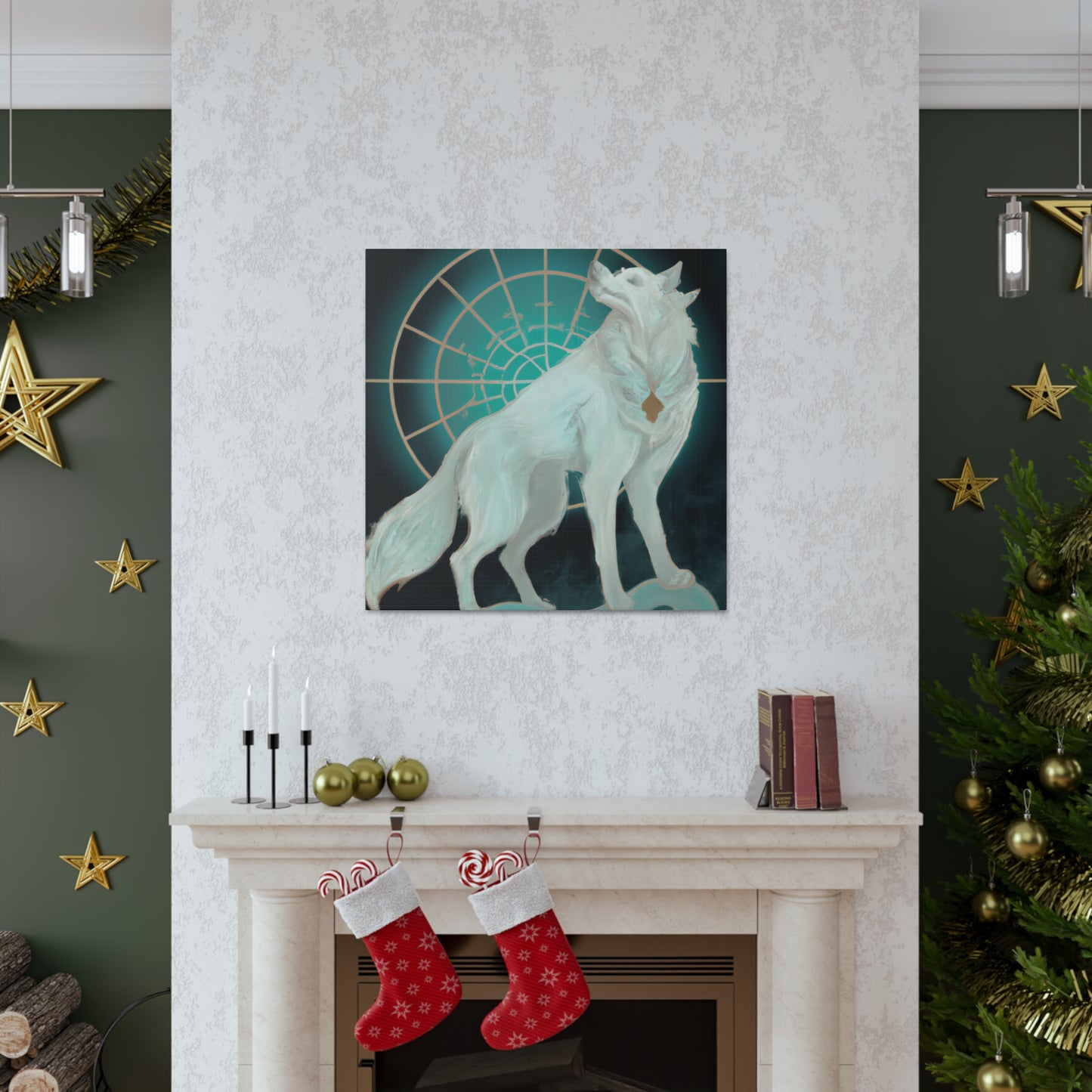 "Arctic Wolf in Deco" - Canvas