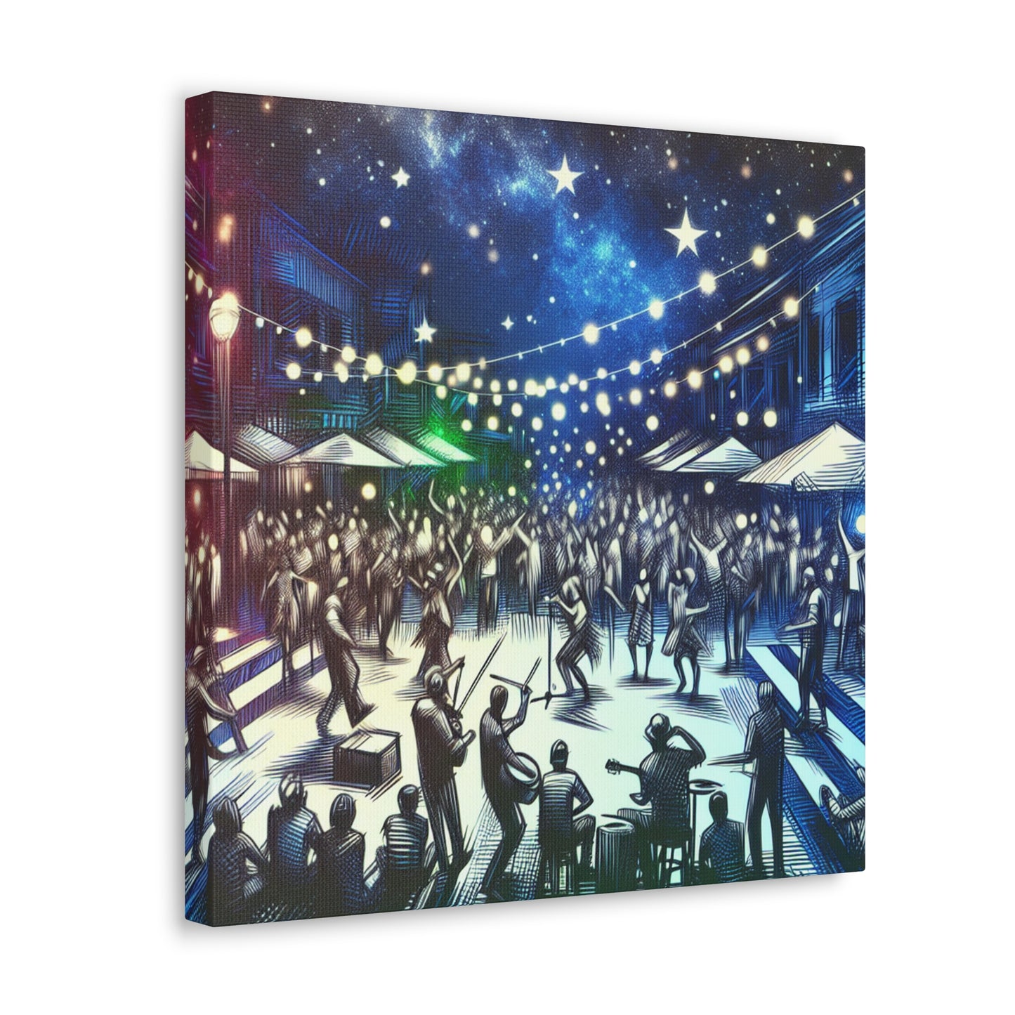 Buskers on Cobblestone Avenue - Canvas