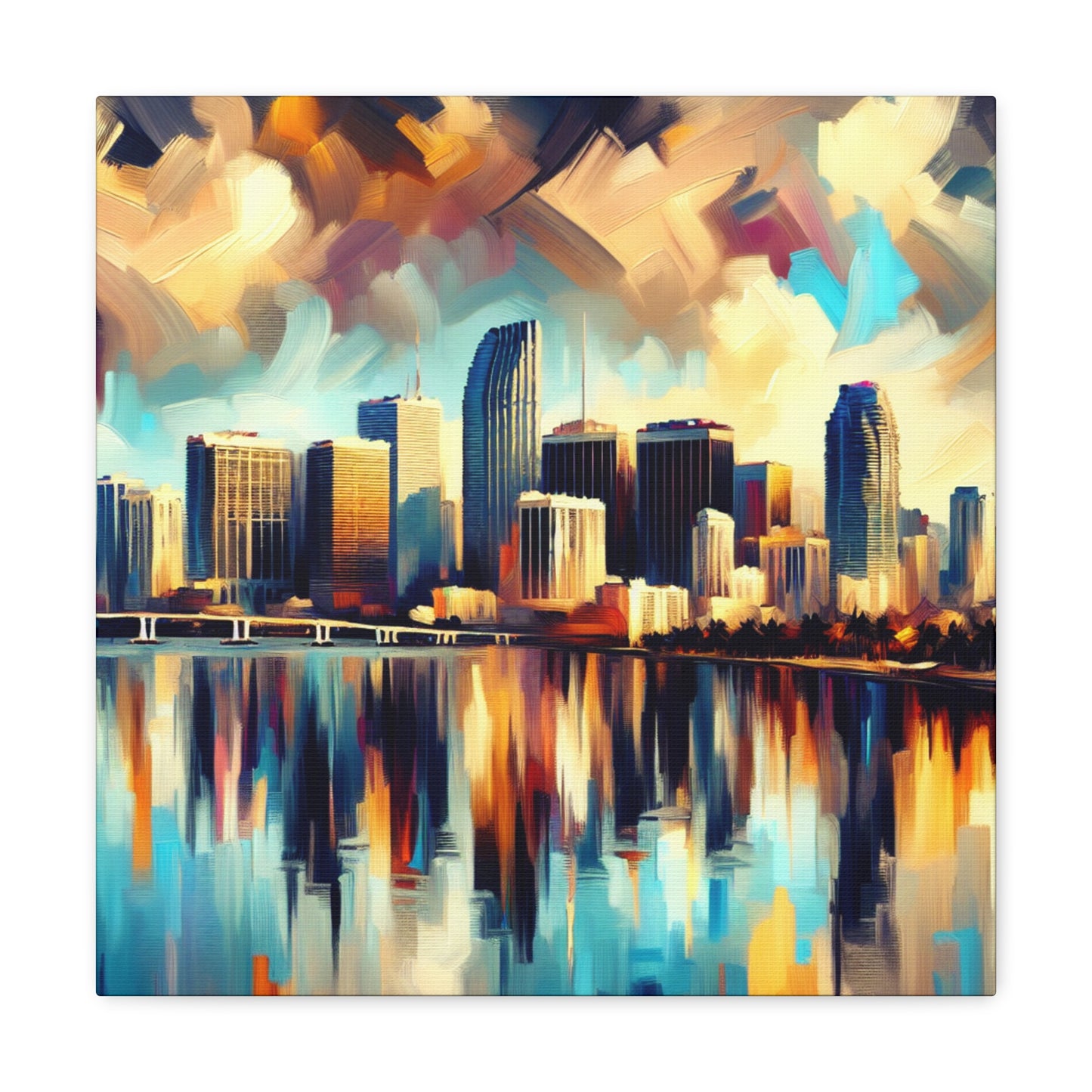 Miami: Vibrant Cityscape Eruption - Canvas