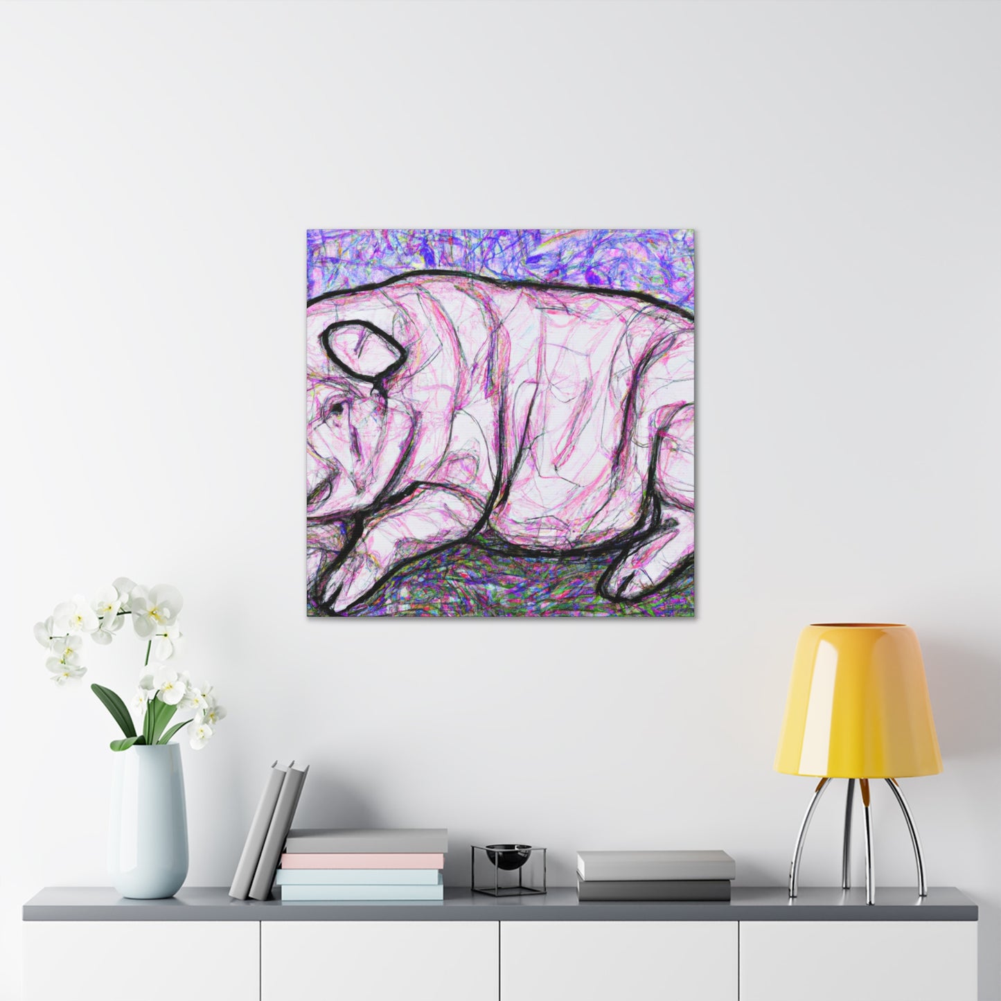 Pig in the Meadow - Canvas