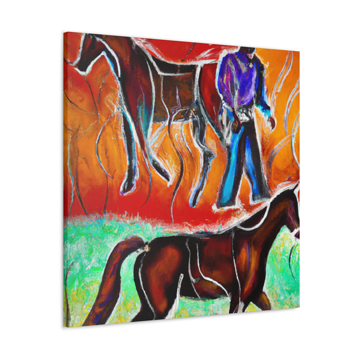 Horses in Autumn Pasture - Canvas