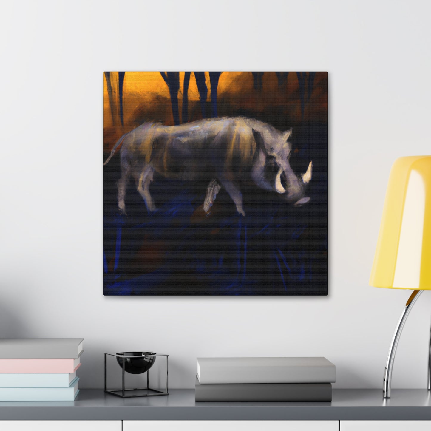 "Warthog in Moonlight" - Canvas