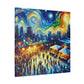 "Vibrant Rooftop Revelry" - Canvas