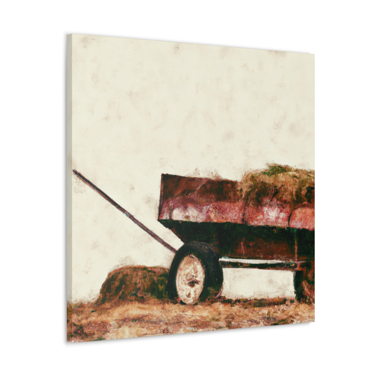 "Hay-Filled Countryside Wagon" - Canvas