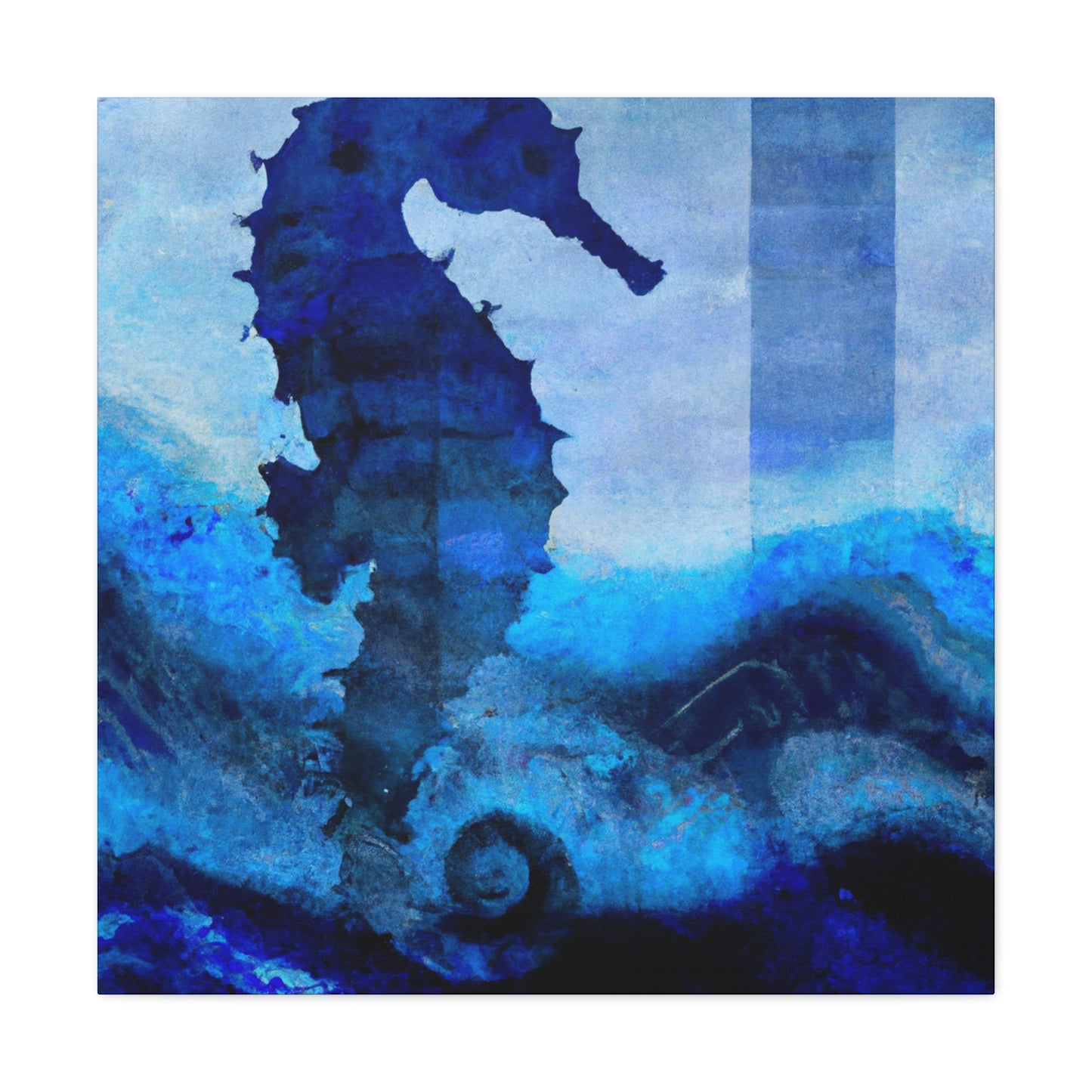 "Seahorse in Silver Art" - Canvas