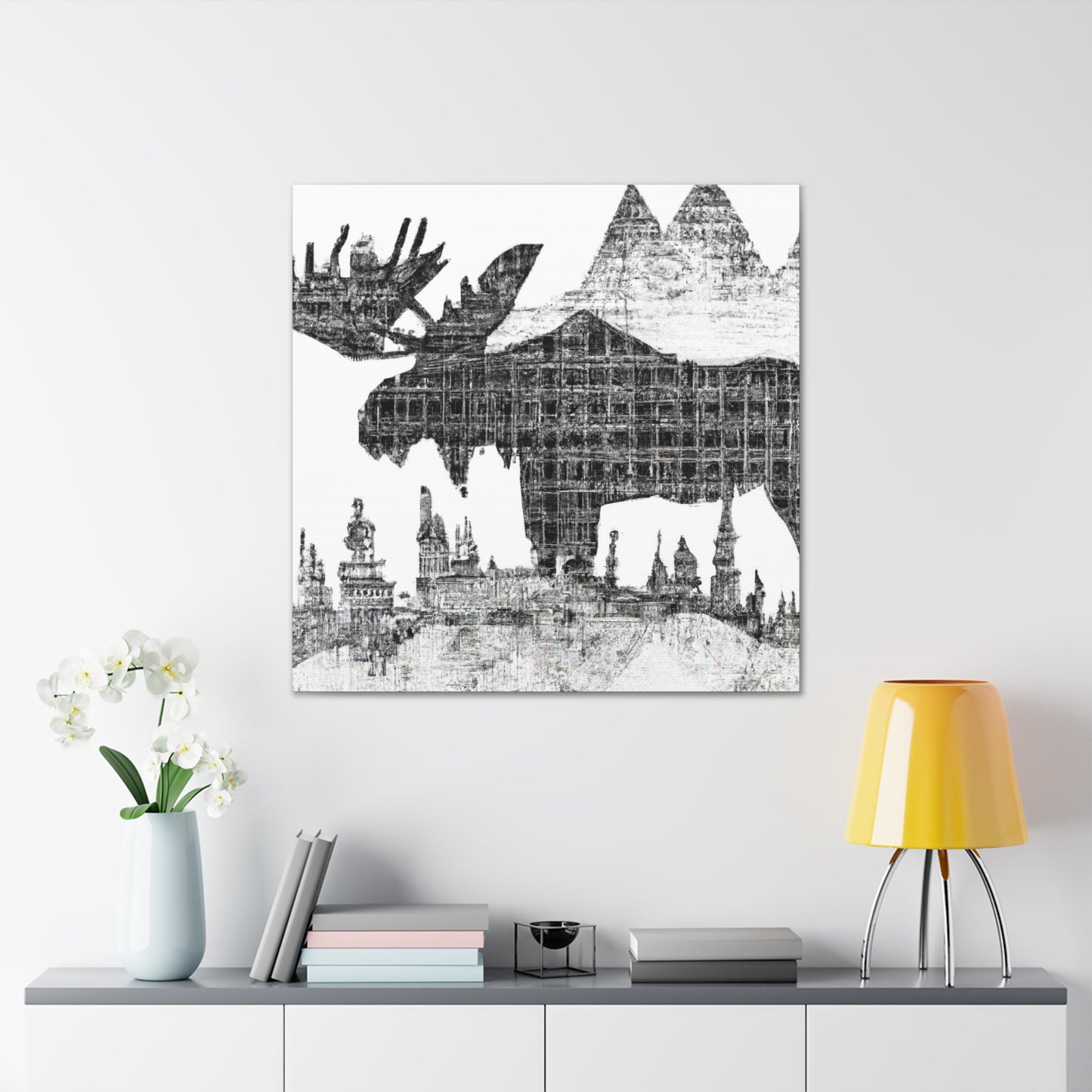 Moose in Pointillism - Canvas