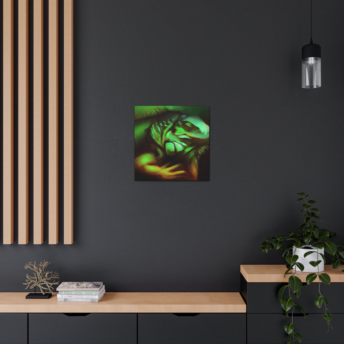 "Green Iguana Reflection" - Canvas