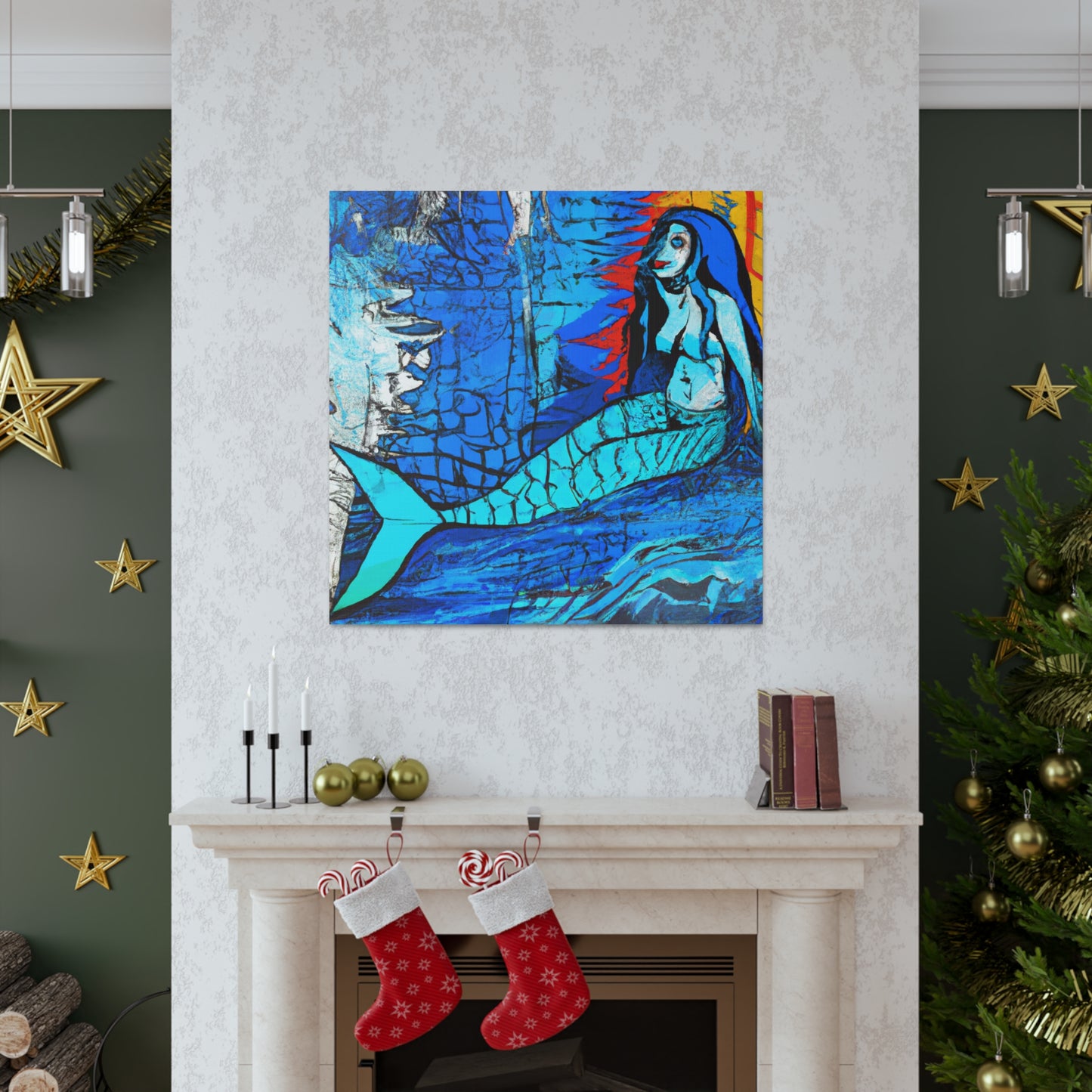 Mermaid in Moonlight - Canvas