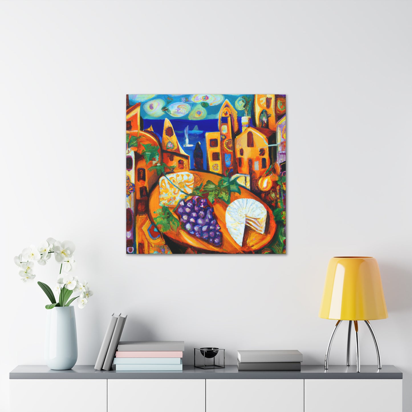 "Still Life: Cheese Grapes" - Canvas