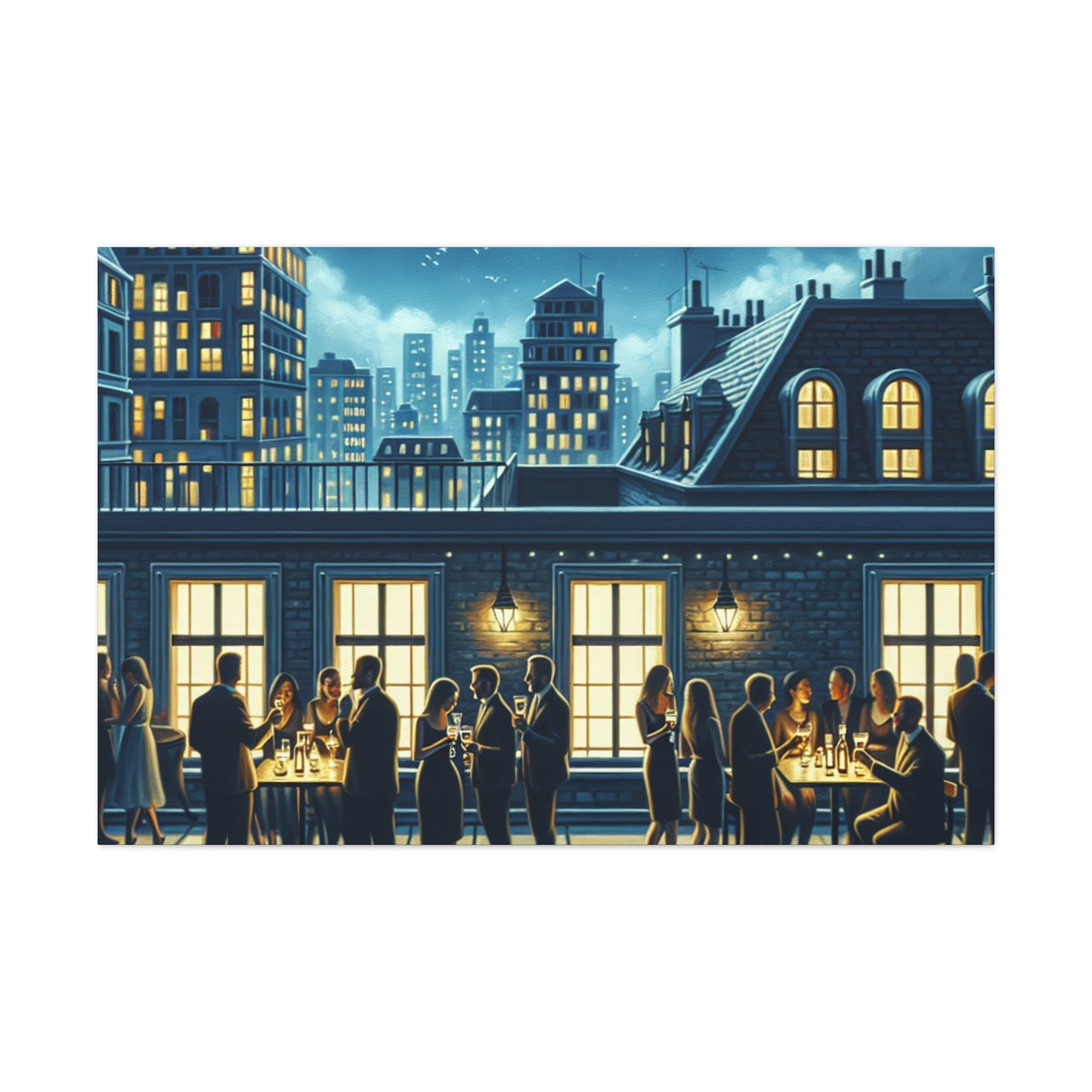 "Majestic Nocturnal Urban Bliss" - Canvas