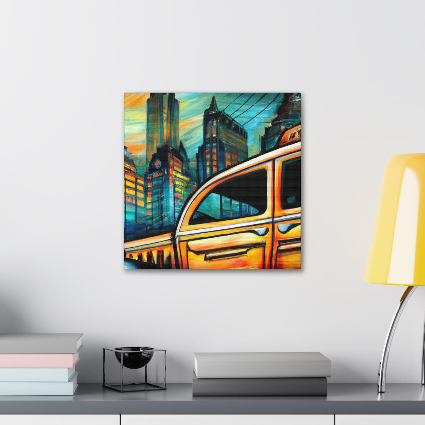 "Taxi at Midnight Glow" - Canvas