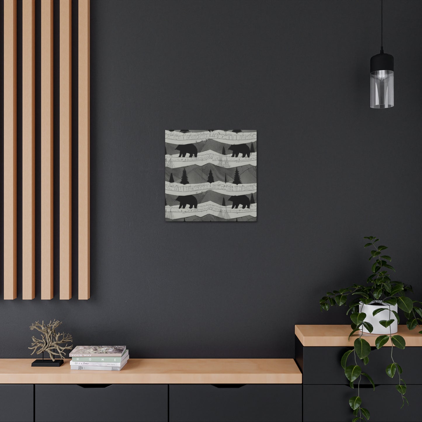 "Black Bear in Deco" - Canvas