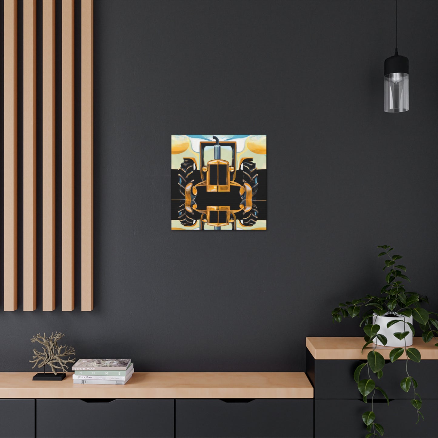 "Tractor Under Neon Sky" - Canvas