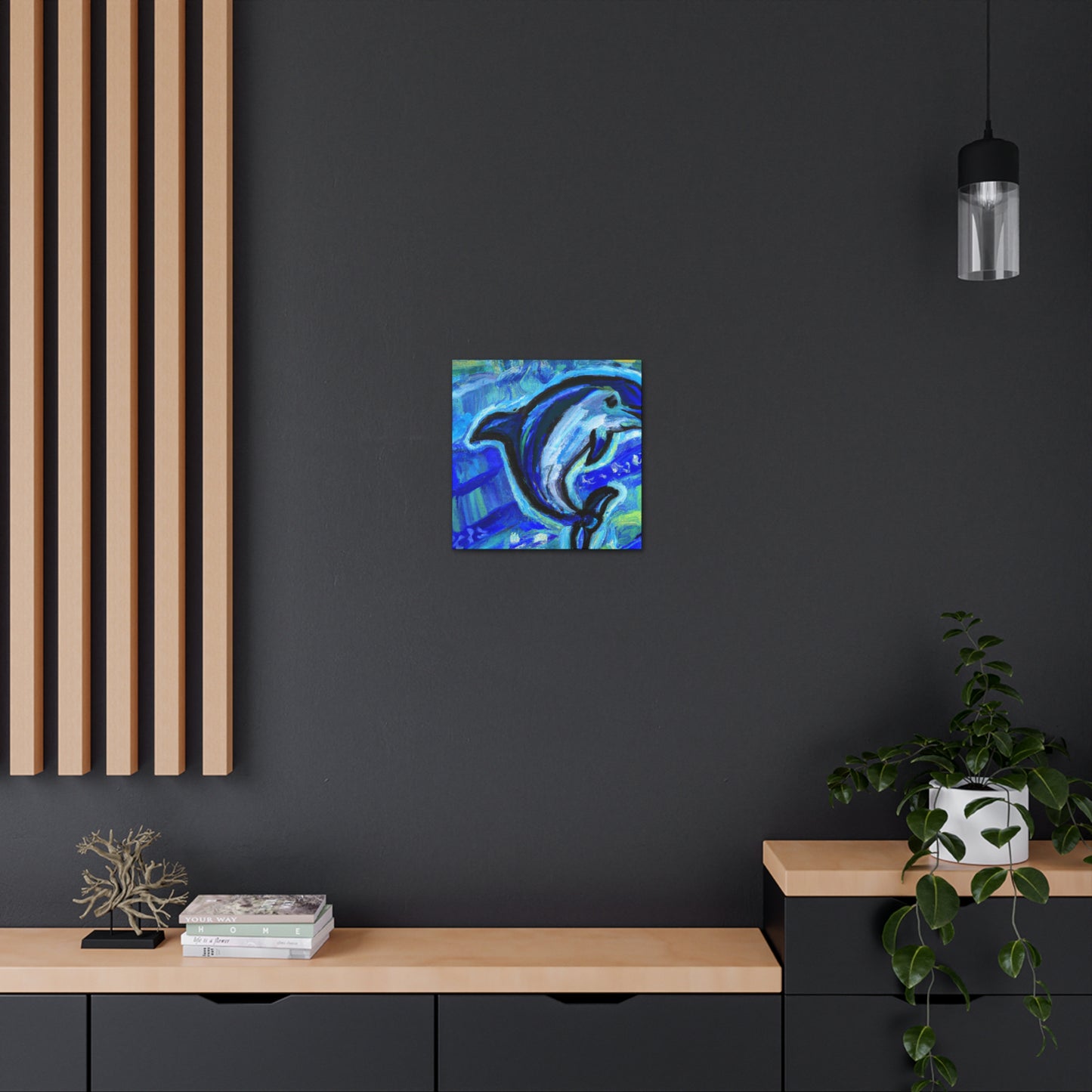 Dolphin in Blue Spray - Canvas