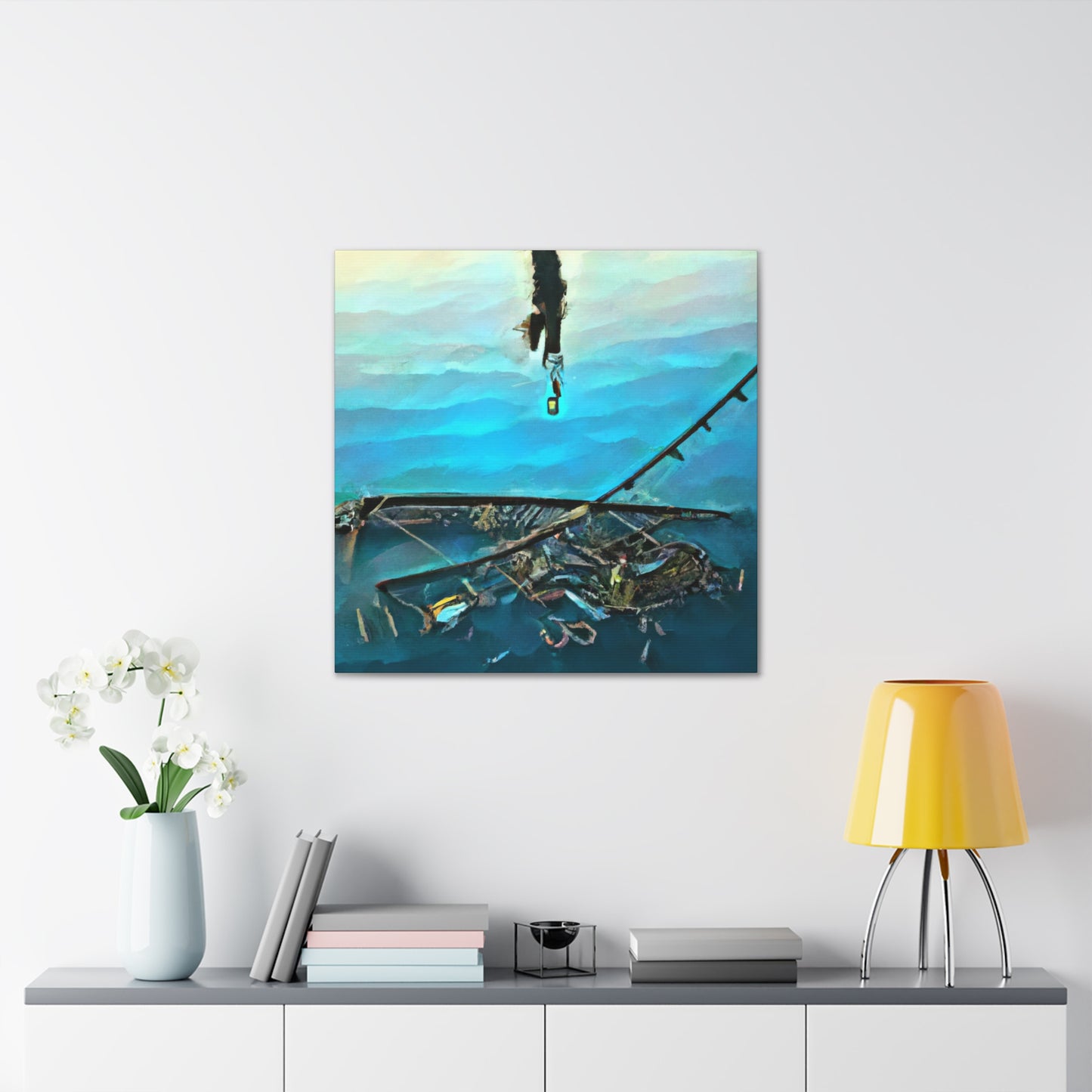 Catching Fish Amidst Rollers - Canvas