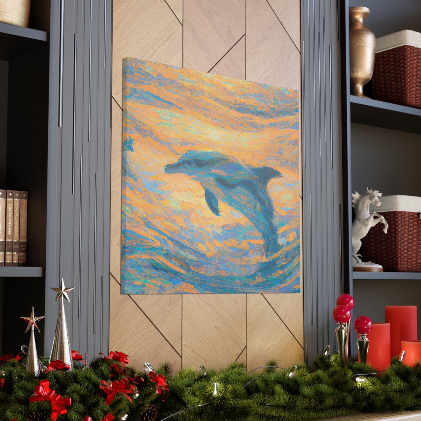 "Dancing Dolphins in Color" - Canvas