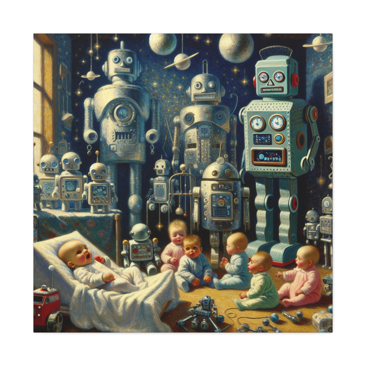 Whimsical Robotic Cosmos - Canvas