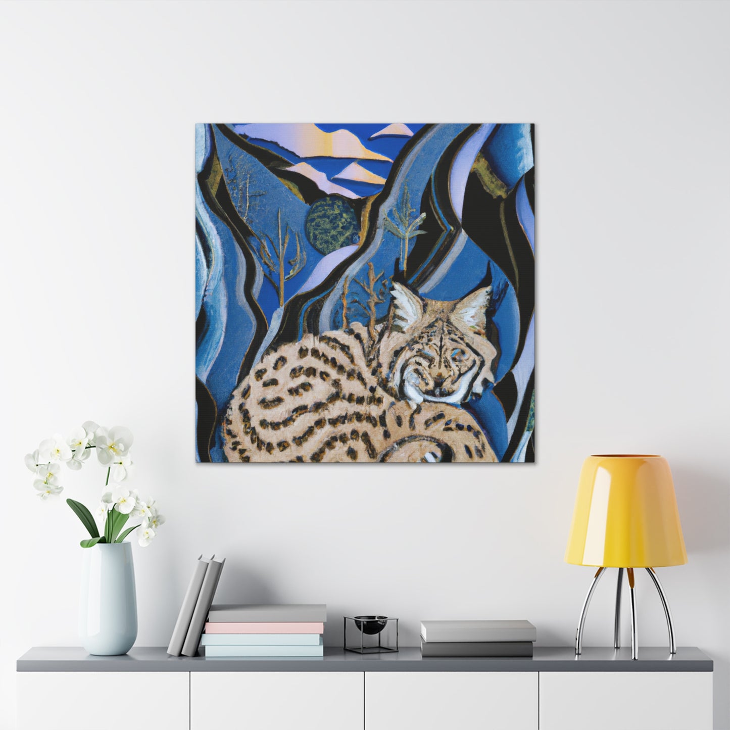 "Bobcat in Art Deco" - Canvas