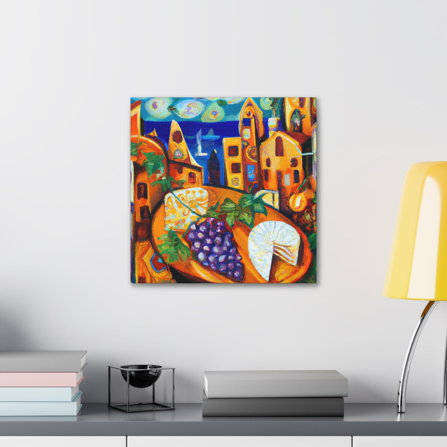 "Still Life: Cheese Grapes" - Canvas