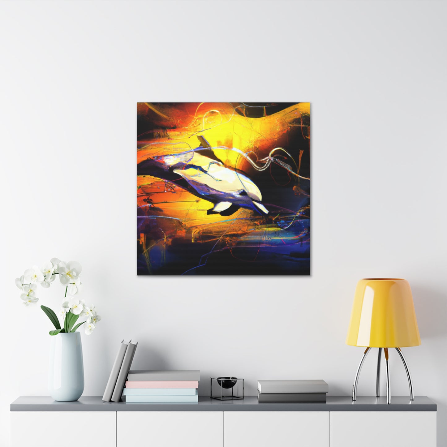 Dolphins in Moonlight - Canvas