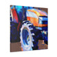 Old Tractor Plowing - Canvas