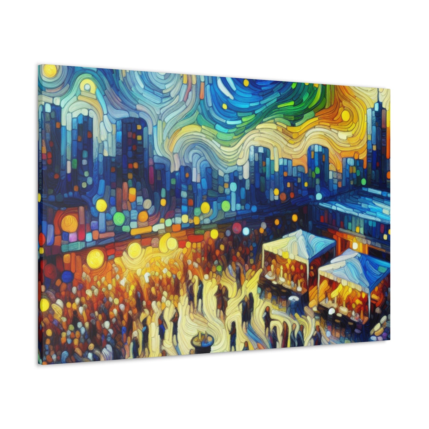 "Vibrant Rooftop Revelry" - Canvas