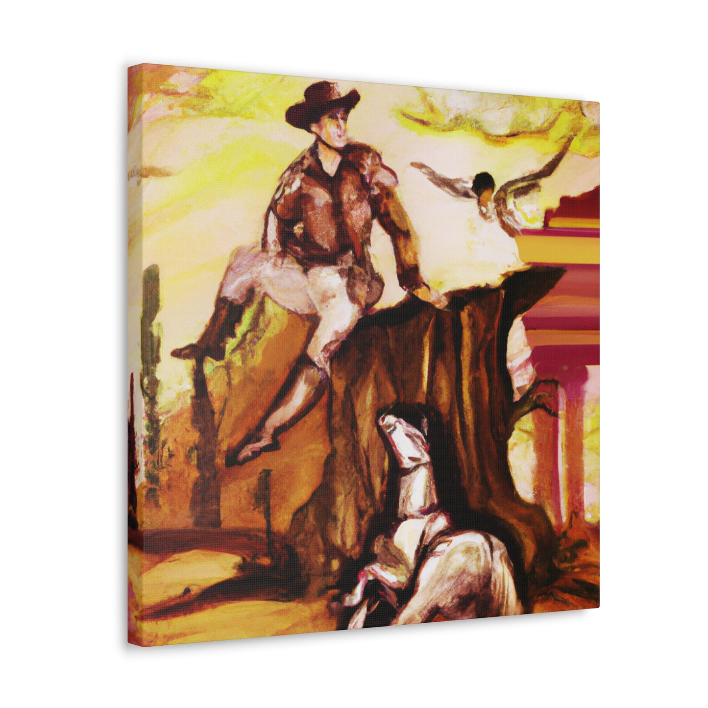 Cowboy On Fence Farm - Canvas